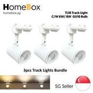 HomeBox [BUNDLE OF 3] 3pcs LED Track Light, 6W | 8W GU10 LED Bulb Spot light/Replaceable LED TL18