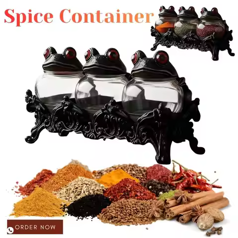 Handcrafted Witchy Frog Apothecary Spice Jars Clear Seasoning Jars 3pcs Frog Spice Jar Set Spice Con
