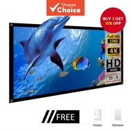 SALANGE Simple Thin Projector Screen 3D HD 60-100 inch 16:9 Portable Movie Screen for Office Travel