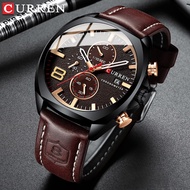 CURREN Men Watches Military Sports Chronograph Waterproof Leather Watch Auto Date Quartz Clock 8324