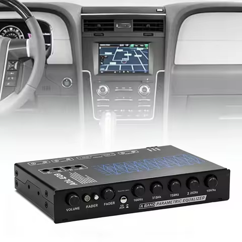 9-Band Car Stereo Equalizer 12V Audio Processor with CD/AUX Input Gain Control Subwoofer Level Frequ