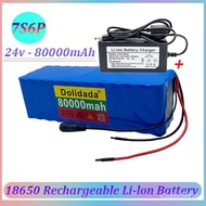 24v 18650  7S6P  80000mAh 750W High Power Rechargeable Li-ion Backup Baery Built-in  for Electric Bike   29.4v 2A  Charg