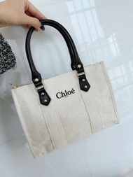 限量🔥正貨✅ Chloe 米白色大號帆布化妝包化妝袋✨已改手提袋，容量大🩷返工返學襯衫一流，自用送禮