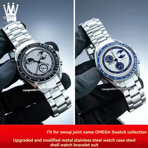 For Swatch Omega Co branded Planet Series Snoopy Watch Upgraded Supremaster Modified Metal Steel Cas