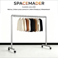 SPACEMADER Iron Pipe Clothes Rack Removable Windproof With Wheels Indoor Outdoor Rak Pakaian 衣架