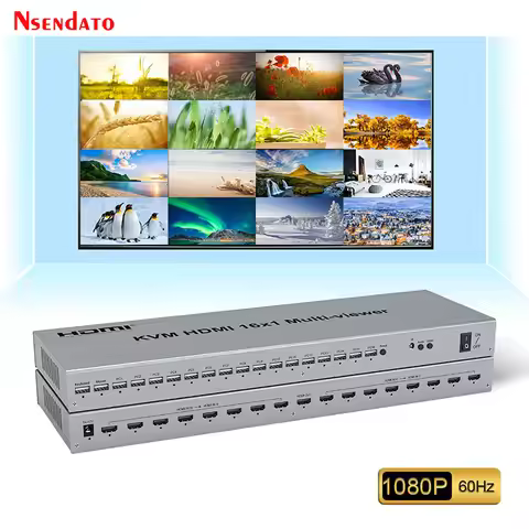 HDMI USB KVM Quad Screen Multi viewer 1080p 60Hz 16 in 1 out 16 Way HDMI Seamless Switch Multiviewer