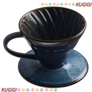 KUGIGI Pour Over Coffee Dripper, Ceramic White/Black/Blue/Green/Brown Easy Manual Brew Maker, Serviceable 9.5/9.7 CM Ceramic Coffee Dripper Travel
