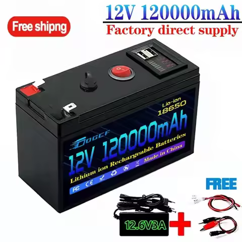 12V 🔋Battery 100Ah 18650 Rechargeable LiFePO4 Lithium Battery Built-in 5V 2.1A Usb Power Display Por