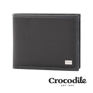 Crocodile/鱷魚皮件/真皮錢包/送禮推薦/男生皮夾短夾/雙鈔票/10卡/-Snapper布配皮系列/0103-10005-黑藍兩色//黑色