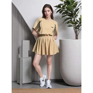 New arrivals bangkok style women's causal elegant plain collared crop top+shorts terno