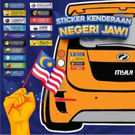 STICKER KENDERAAN BENDERA 14 NEGERI JAWI | ISLAMIC | READY MADE | READY STOCK