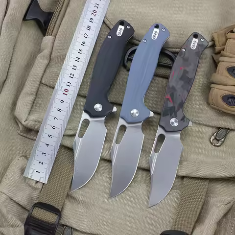 New Outdoor Folding Knife 14c28n Blade Carbon fiber Camping Portable Hunting Tactical Pocket Knife J