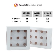 Packlyft 9 or 12 Cavity Plain Cupcake / Muffin Box with Flexi Cavity Insert