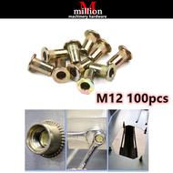 (50pcs / 100pcs) M3 M4 M5 M6 M8 M10 M12 Carbon steel Rivet Nut Flat Head Rivet Nuts Set Nuts Insert
