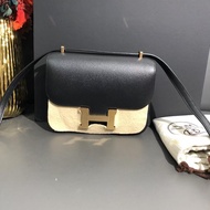 98新Hermes愛馬仕Constance19黑金Epsom皮A刻