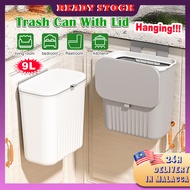 9L Tong sampah Dustbin kitchen Anti-odor Tong sampah bertutup Kitchen wall-mounted trash can厨房壁挂垃圾桶