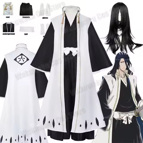 Anime Kuchiki Byakuya Cosplay Costumes Wig BLEACH Cosplay Kuchiki Byakuya Uniform Kimono Wig Hallowe