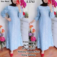 3743 Permata Light Blue Brukat Maxi Dress 75400 3BM
