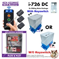 WIFI 4CH i726 DC SLIDING AUTOGATE WITH / WO SAFETY KEY SWITCH 600kg w/Battery & w/out Battery (FULL 