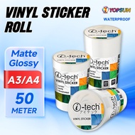A4 & A3 Vinyl Sticker Roll Waterproof 50Meters Printable High Quality ITech Brand