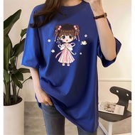 [AMYGO] M-5XL Tshirt Women Loose T Shirt Woman 2Y618 T shirt Women's T shirt Plus Size Tshirt Blouse