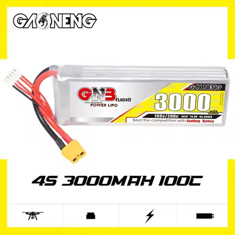 GAONENG GNB 3000mAh 4S 100C 200C 14.8V XT60 LiPo Battery 1/10 Scale RC Hobby Models 300mm To 360mm 7