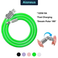 180 Fast Charging 120W 6A Zinc Alloy Rotating Data Cable for USB Micro Charger USB Type-C Charger/ I