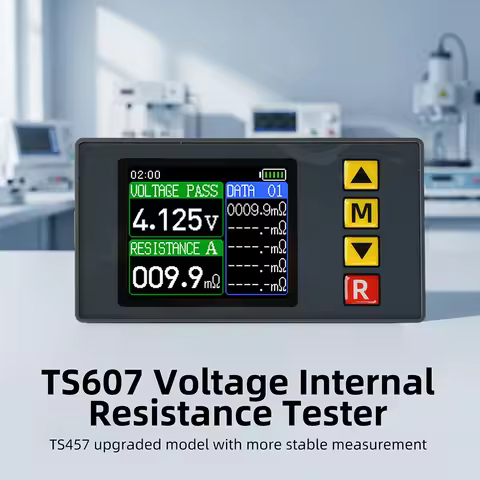 TS607 Digital Battery Analyzer DC5V 0.001V-60V 0.1mΩ-6.999Ω 4-Wire AC Testing Support Voltage/Resist