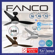 FANCO B-STAR DC Motor Ceiling Fan with 3 Tone LED Light Kit and Remote Control Or Smart WiFi Option