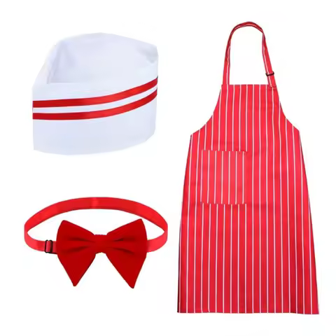 652F 3Pieces 1950s Adult Waiter Costume Hot Dogs Sodas Jerk Movie Night Waitress Cosplay Costume for