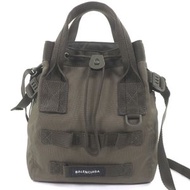 成色極佳BALENCIAGA 644029 ARMY 再生聚醯胺雙肩/手袋 卡其色 男士