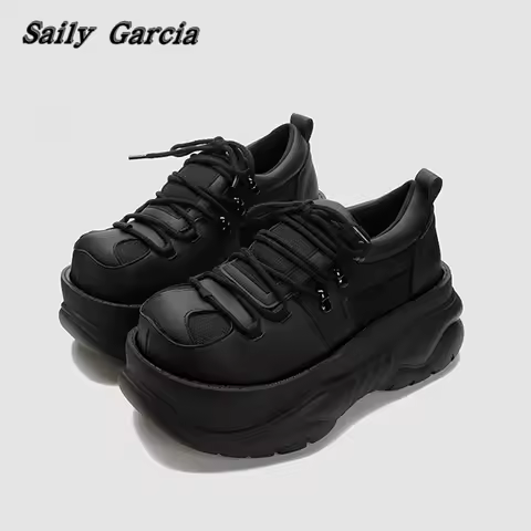 Rock Punk Style Air Mesh Leather Ankle Boots Autumn New Waterptoof Platform Lace Up Boots Round Toe 