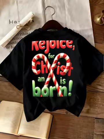 Women T-shirt Christmas Candy Cane T-Shirt for Women, Festive Rejoice Design