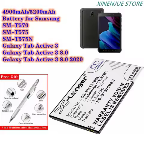 Cameron Sino Battery 3.85V/4900mAh/5200mAh EB-BT575BBE,GH43-05039A for Samsung Galaxy Tab Active 3,S