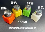 含稅 維修佬防靜電 白色 工業用酒精瓶100ml PCB助焊劑瓶 塑膠瓶 溶液瓶 自吸瓶 可裝去光水 洗板水#FJD39