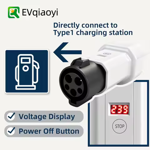 EVqiaoyi Portable SAE J1772 to 16A Socket Adapter for Type 1 Electric Vehicle AC Charging Station