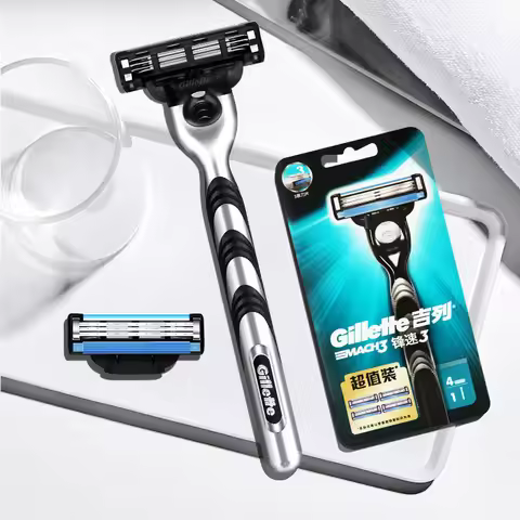Gillette Mach 3 Razor 1 Handle 4 Blades Classic Series 3-layer Blade Sharp Man's Shaving Shaver
