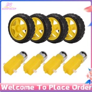 4PCS DC Electric Motor + Plastic TT Motor Tire Wheel Dual Shaft Gear Motor TT   for  Smart Car