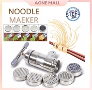 Stainless Steel Noodles Maker Machine Pasta Making Machine with 5 Molds Manual Noodle Maker Hand Operated Spaghetti Pasta Cutter Noodle Hanger Kitchen Tools