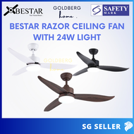 Bestar Razor Ceiling Fan 46" 54" with 24W Light | Goldberg Home