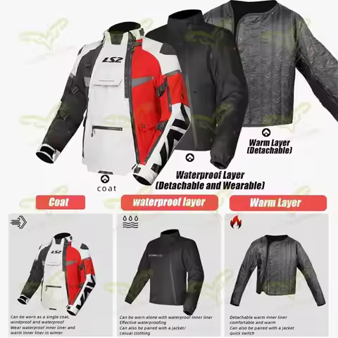 New LS2 X-MASTER Jacket Men's Motorcycle Pants Waterproof Off-road Riding Jacket Four Season Rally R