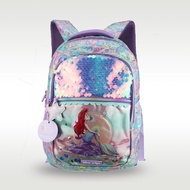 Australian smiggle High Quality original primary school bag girls children's backpack sequined mermaid cartoon 16 inch Kids Bag