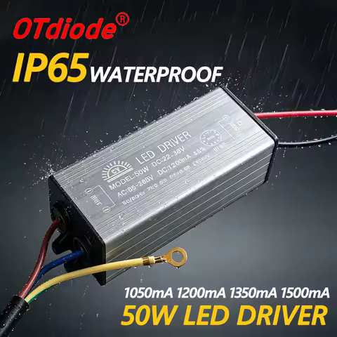 50W LED Driver Lamp Transformer 1050mA 1200mA 1350mA 1500mA AC85-265V to DC22-38V Waterproof IP65 Al