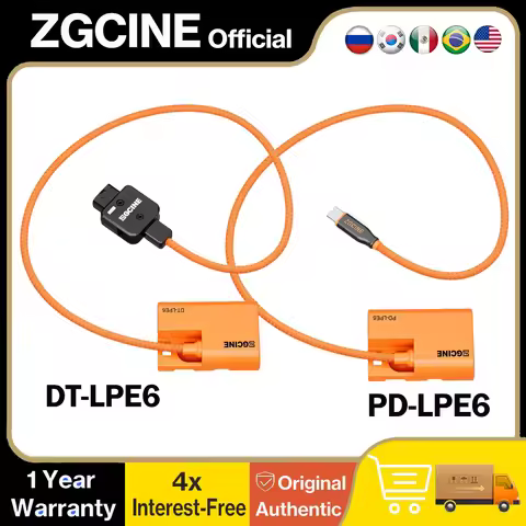 ZGCINE D-Tap USB-C PD to LPE6 Dummy Battery with Braided Wire Power Cable For Canon EOS R5, R6, R7, 