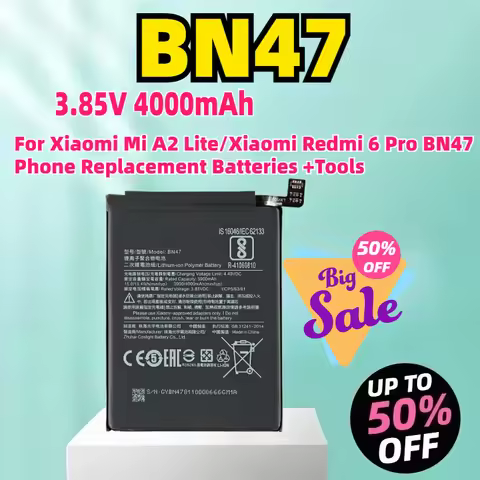 BN47 3.85V 4000mAh Battery For Xiaomi Mi A2 Lite/Xiaomi Redmi 6 Pro BN47 Phone Replacement Batteries