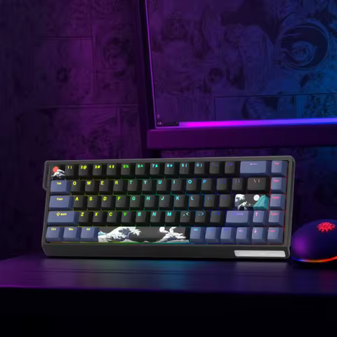 Womier SK68 Black Coral Sea Gaming Mechanical Keyboard QMK Wired Comic 65% Gasket Mount Hot Swap RGB