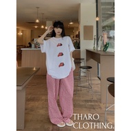 Set / Checkered Trousers + Apple Printed Shirt - Tharo Clothing [SET0017]