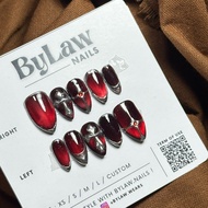 [ BYLAW.NAILS ] Chrome Red Ombre Gothic Ruby | PREMIUM FAKE NAILS | PRESS ON NAILS | False Nails | F