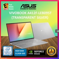 ASUS VIVOBOOK A412F-LEB095T TRANSPARENT SILVER (I5-8265U/4G[ON BD]/512G/MX150 2G/14" FHD/W10/2YRS) +