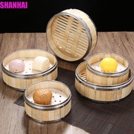 SHANHAI Bamboo Steamer Chinese Bao Buns Gift Idea Bamboo Lid Woven Bamboo Steam Basket Food Steamer